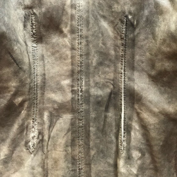 Blur Leather Aviator Jacket Khaki Green Cargo Pocket Bikercore - Picture 10 of 16